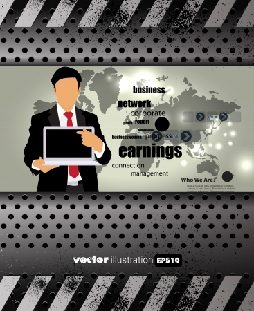 Businessman with computer  Vectorのイラスト素材