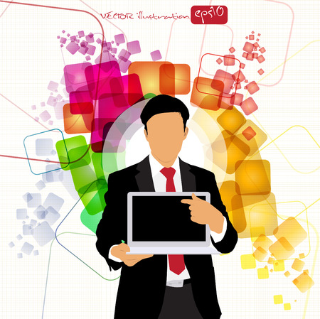 Businessman with computer  Vectorのイラスト素材