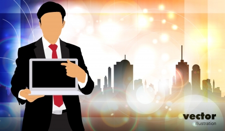 Businessman with laptop computerのイラスト素材