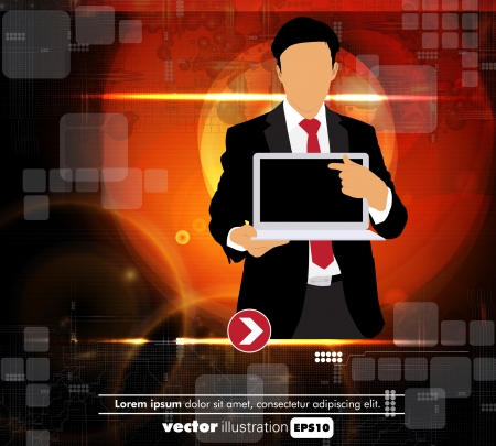 Businessman with computer  Vectorのイラスト素材