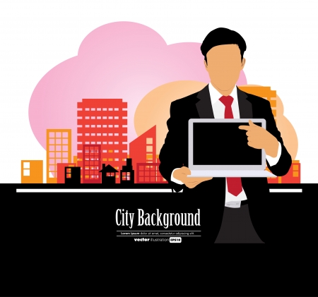 Businessman with laptop computerのイラスト素材