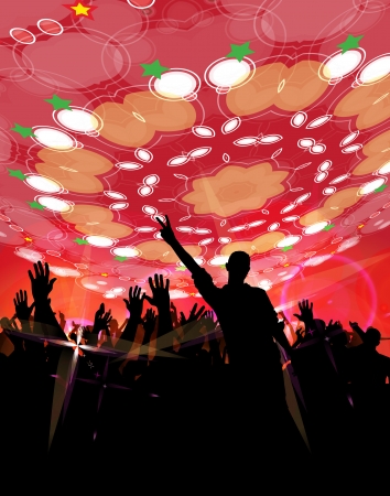 Festival  Crowd of dancing peopleのイラスト素材