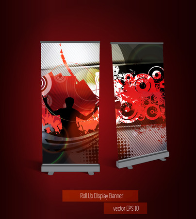 Music party roll up banner, vector のイラスト素材