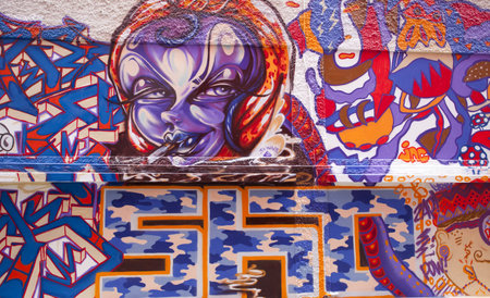 SINGAPORE - JULY 24  Graffiti Wall next to a Singapore Art Museum on July 24, 2014 in Singapore  