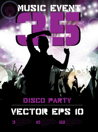 Poster for music event or disco party. Crowd at the music concert. Vector のイラスト素材
