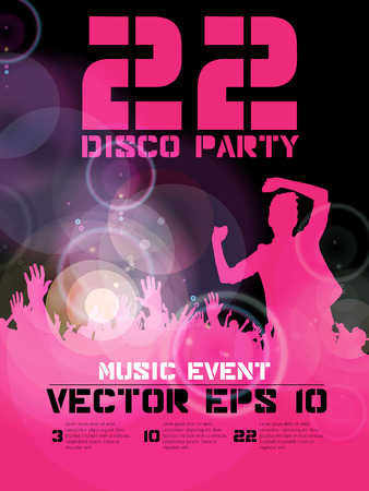Poster for music event or disco party. Crowd at the music concert. Vector のイラスト素材