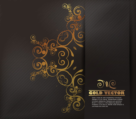Gold background with floral ornaments, vectorのイラスト素材