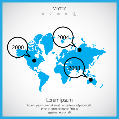 World map with infographic elements. Vectorのイラスト素材