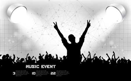 Music event illustration. Young people dancing on concert. editable vectorのイラスト素材