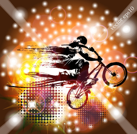 Boy with bmx, editable vectorのイラスト素材