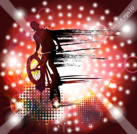 Boy with bmx, editable vectorのイラスト素材