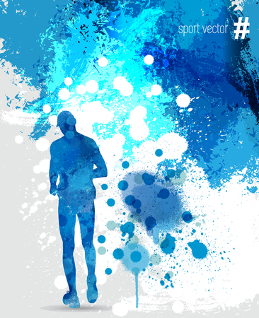 illustration of splashy runner silhouetteのイラスト素材