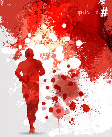 Vector illustration: running man. spray watercolorのイラスト素材
