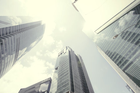 Urban landscape of Singapore. Skyline and modern skyscrapers of business district Marina Bay Sandsのeditorial素材