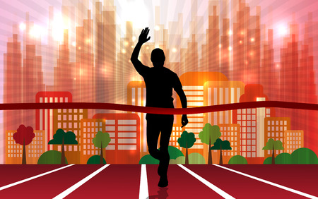 Marathon, sport illustration on a colorful background.のイラスト素材