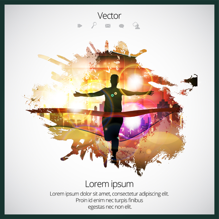 Silhouette of marathon runnerのイラスト素材