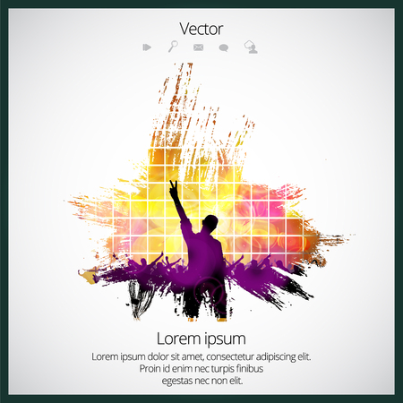 Silhouette of dancing people. Background for music posterのイラスト素材