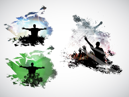 Dancing people, party backgroundのイラスト素材