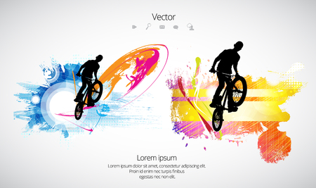 Silhouette of bicycle jumperのイラスト素材