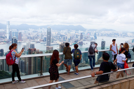 HONG KONG - JULY 15, 2017: city space from the Peak.