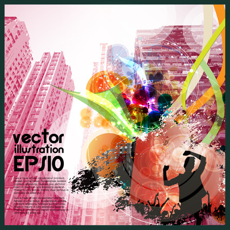 Silhouette of dancing people vector illustration.のイラスト素材