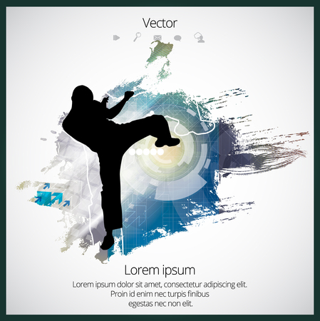 Martial arts. High kick Vector illustration.のイラスト素材