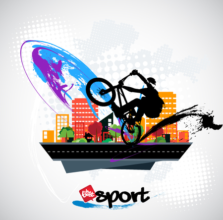 Silhouette of bicycle jumperのイラスト素材