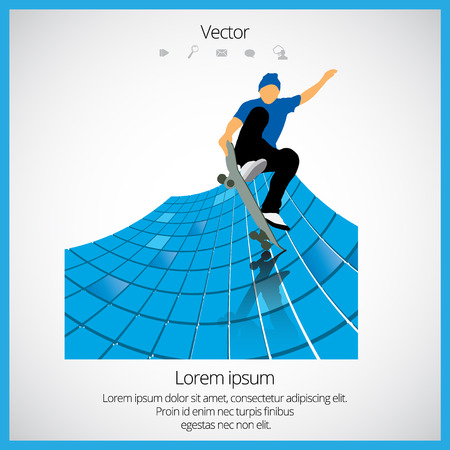 Skateboarder jump, sport backgroundのイラスト素材