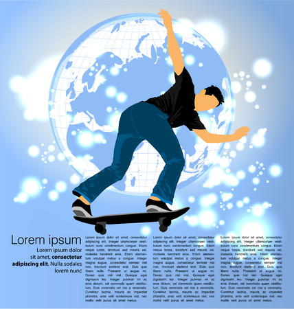 Extreme sports poster template with skateboarder jump.のイラスト素材