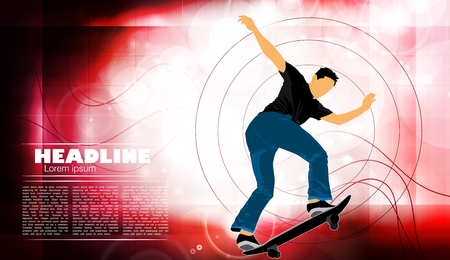 Skateboarder jump, sport background illustration.のイラスト素材