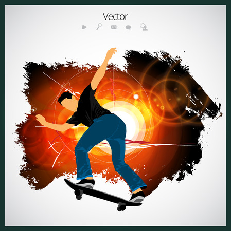 Extreme sports poster template with skateboarder jump.のイラスト素材