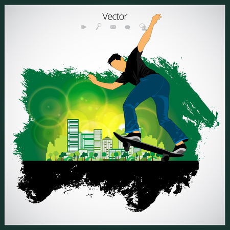 Extreme sports poster template with skateboarder jump.のイラスト素材