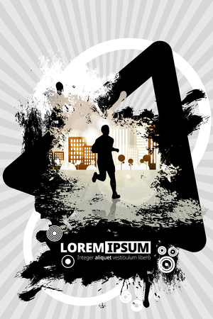 Marathon poster template vector illustrationのイラスト素材