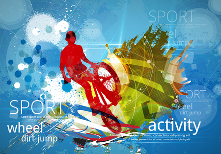 Silhouette of bicycle jumper, sport backgroundのイラスト素材