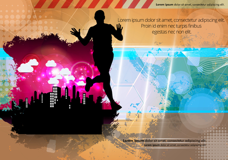 Silhouette of marathon runnerのイラスト素材