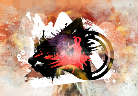 Illustration of dancing peopleの写真素材