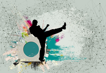 Karate: Martial arts. High kickのイラスト素材