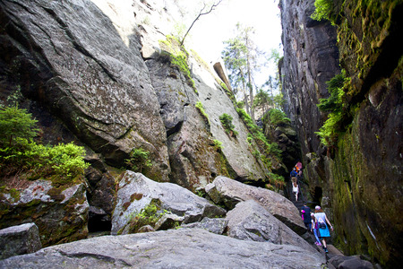 View on Stolowe Mountains National Park. Biggest tourist attraction of the Polish Sudetesの写真素材