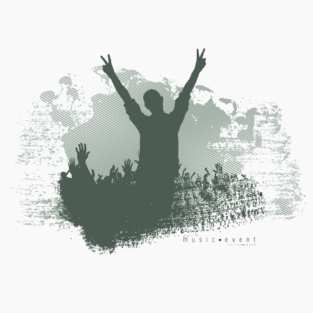Crowd with raised hands at concert. Music festival conceptのイラスト素材