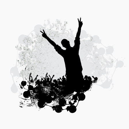 Crowd with raised hands at concert. Music festival conceptのイラスト素材