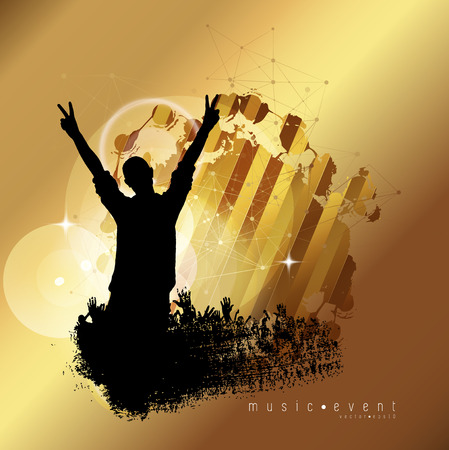 Crowd with raised hands at concert. Music festival conceptのイラスト素材