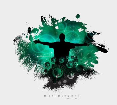 Silhouettes of dancing people in a clubのイラスト素材