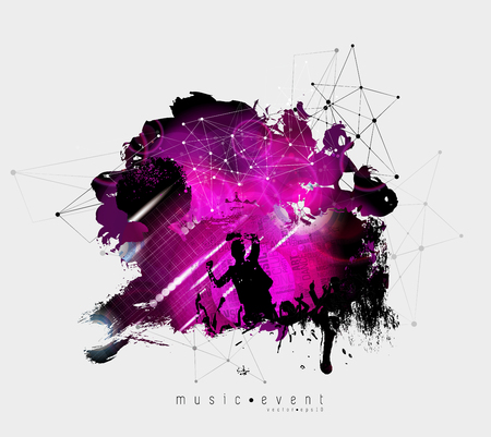 Silhouettes of dancing people in a clubのイラスト素材