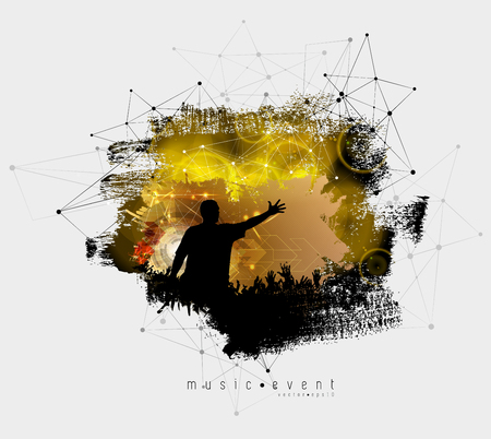 Silhouettes of dancing people in a clubのイラスト素材