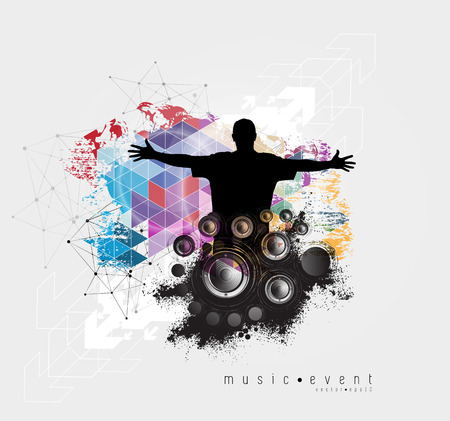 Crowd with raised hands at concert. Music festivalのイラスト素材
