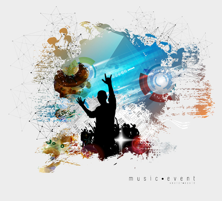 Silhouettes of dancing people in a clubのイラスト素材