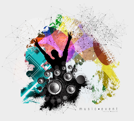 Crowd with raised hands at concert. Music festivalのイラスト素材