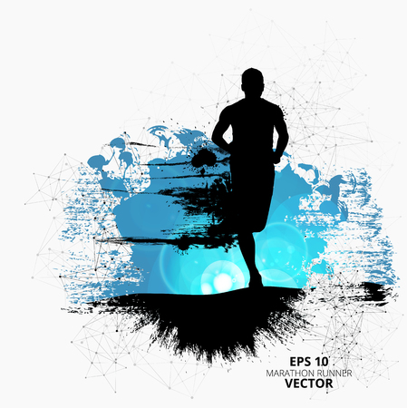 Silhouette of marathon runner. Vector illustrationのイラスト素材