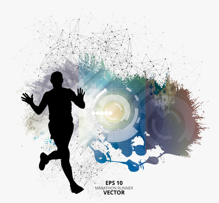 Fit young male jogger. Healthy lifestyle. Vector illustration.のイラスト素材