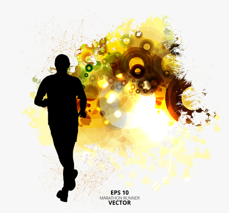 Fit young male jogger. Healthy lifestyle. Vector illustration.のイラスト素材